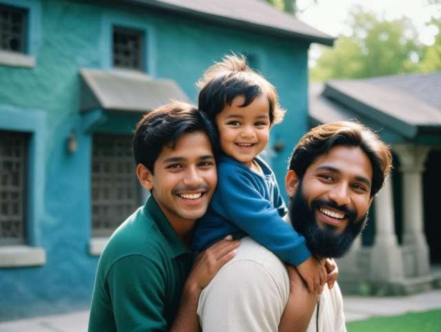 baby boy with his father and smiling, parentso pedia